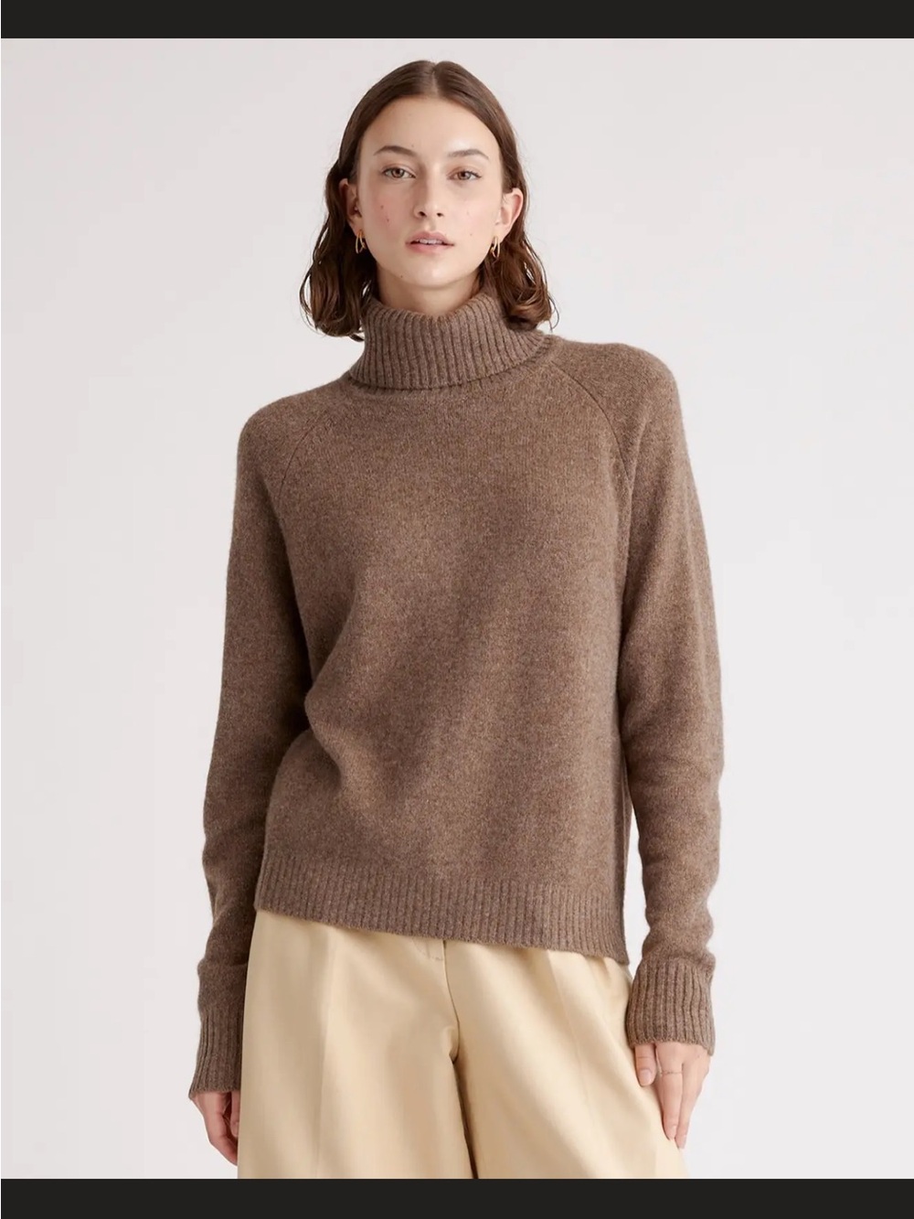 Quince Yak Wool Brown Turtleneck Wool-Blend Sweater